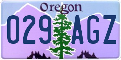 OR license plate 029AGZ