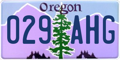 OR license plate 029AHG