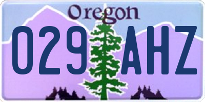 OR license plate 029AHZ
