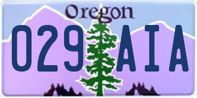 OR license plate 029AIA
