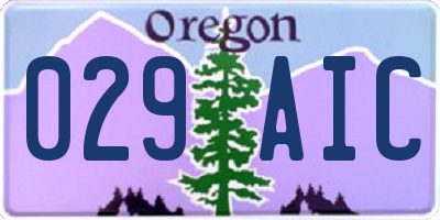 OR license plate 029AIC