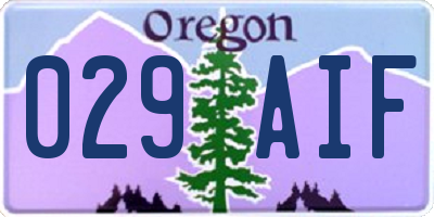 OR license plate 029AIF