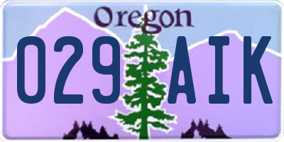 OR license plate 029AIK