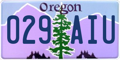 OR license plate 029AIU