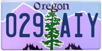 OR license plate 029AIY