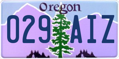 OR license plate 029AIZ