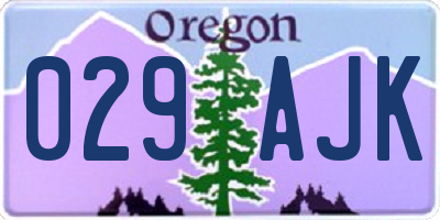 OR license plate 029AJK