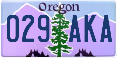 OR license plate 029AKA