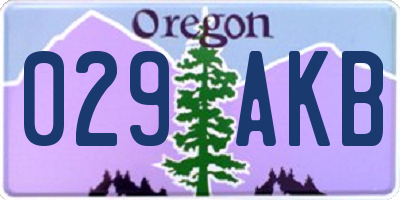 OR license plate 029AKB