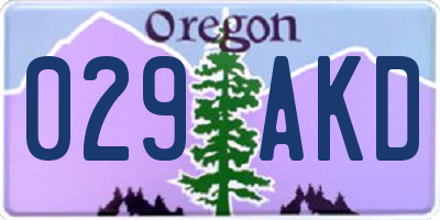 OR license plate 029AKD