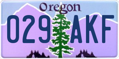 OR license plate 029AKF