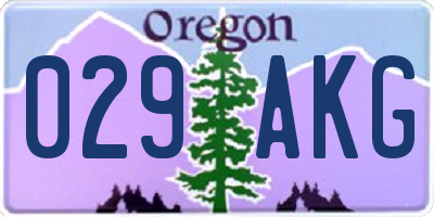 OR license plate 029AKG