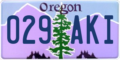 OR license plate 029AKI