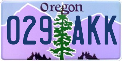 OR license plate 029AKK