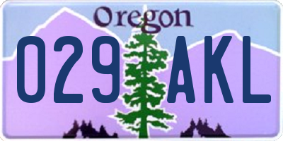 OR license plate 029AKL