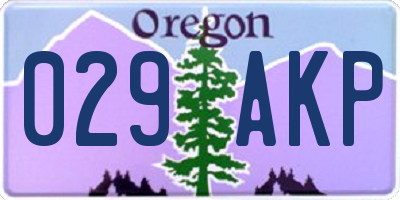 OR license plate 029AKP