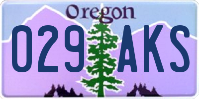 OR license plate 029AKS