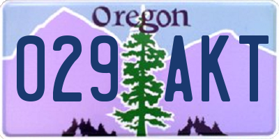OR license plate 029AKT