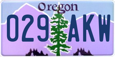 OR license plate 029AKW