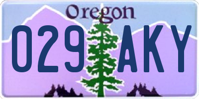 OR license plate 029AKY