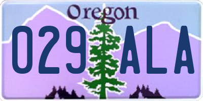 OR license plate 029ALA