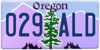 OR license plate 029ALD