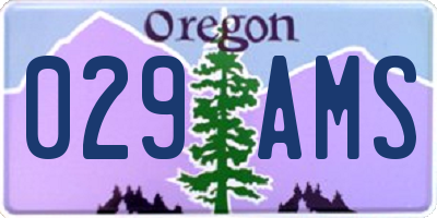OR license plate 029AMS