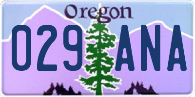 OR license plate 029ANA