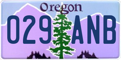 OR license plate 029ANB