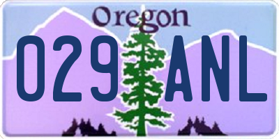 OR license plate 029ANL