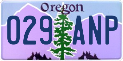 OR license plate 029ANP