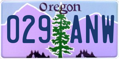 OR license plate 029ANW