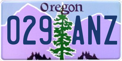 OR license plate 029ANZ