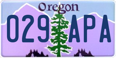 OR license plate 029APA