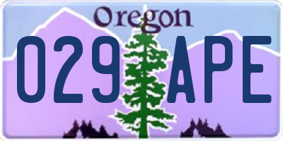 OR license plate 029APE
