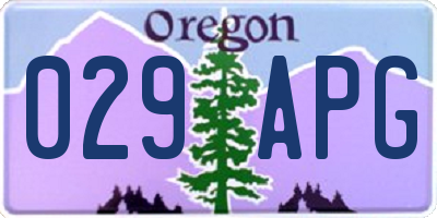 OR license plate 029APG