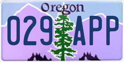 OR license plate 029APP