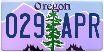 OR license plate 029APR