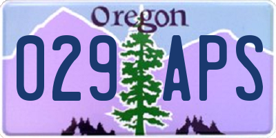 OR license plate 029APS