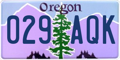 OR license plate 029AQK