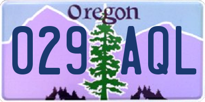 OR license plate 029AQL