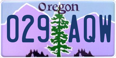 OR license plate 029AQW