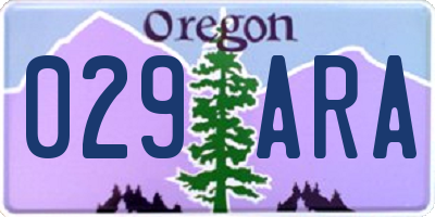 OR license plate 029ARA