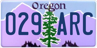 OR license plate 029ARC