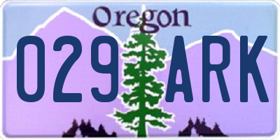 OR license plate 029ARK