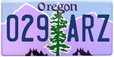 OR license plate 029ARZ