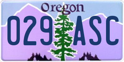 OR license plate 029ASC