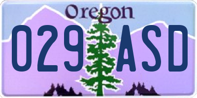 OR license plate 029ASD
