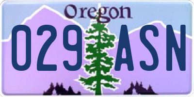 OR license plate 029ASN