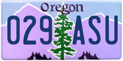 OR license plate 029ASU